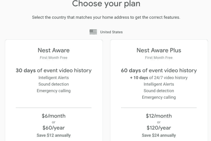 keyeez.com/Nest Aware Subscription Plans